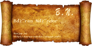 Béres Nándor névjegykártya